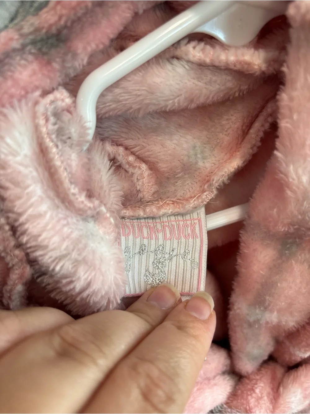 Duck duck 0-9 month baby girl Pink Plaid Baby Hooded Robe with Elephant Hood